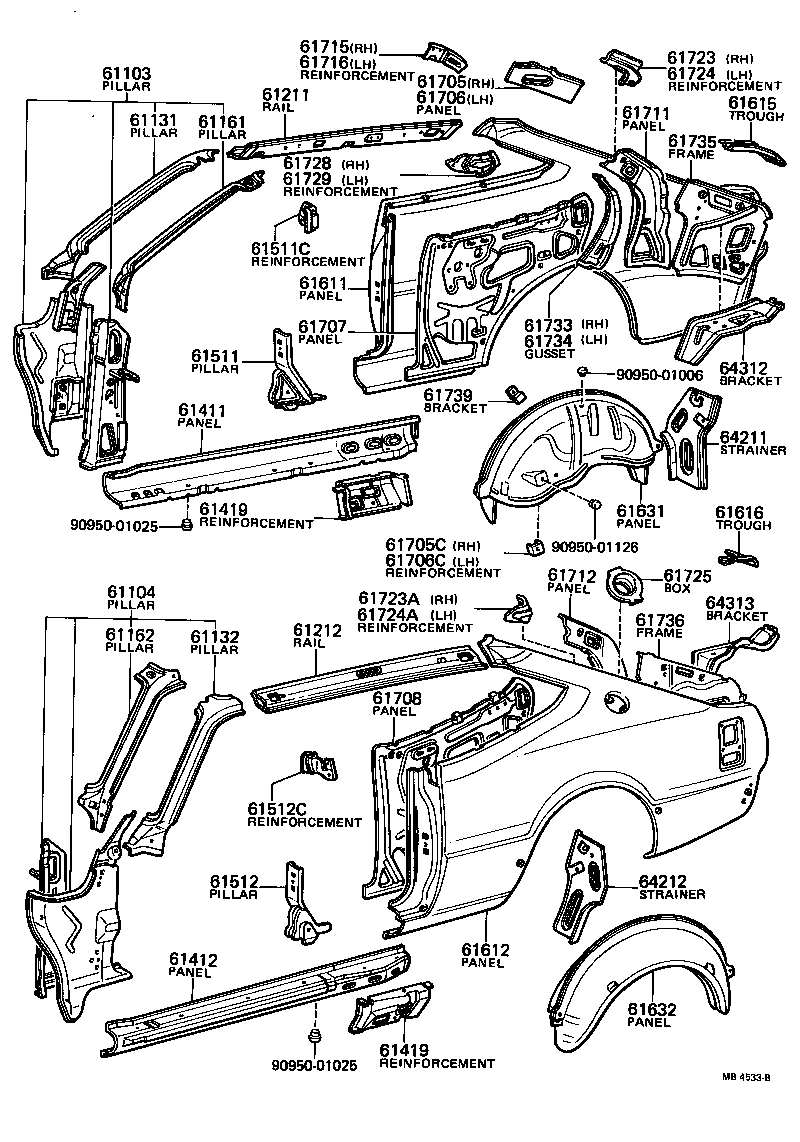 61341-13010 PILLAR, CENTER BODY, INNER UPPER RH product image