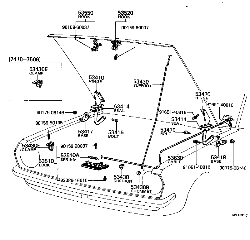 53550-19025 HOOK ASSY, HOOD AUXILIARY CATCH product image