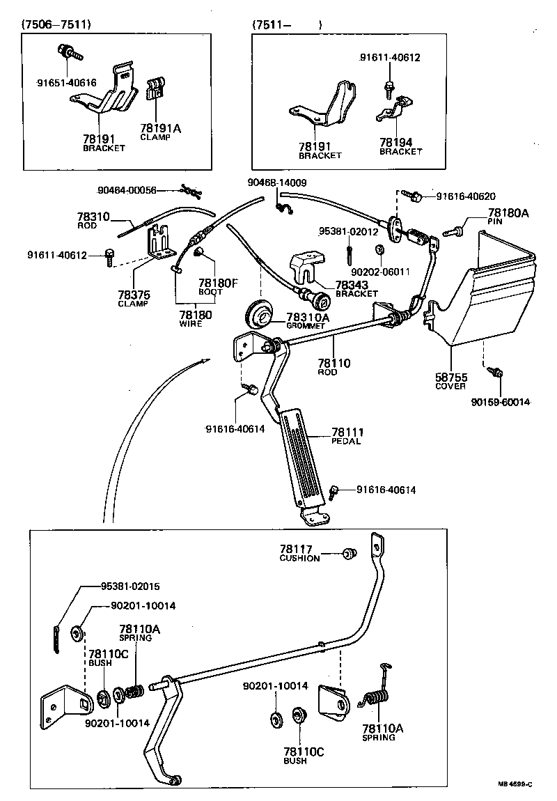90508-23204 SPRING (FOR ACCELERATOR PEDAL ROD) product image