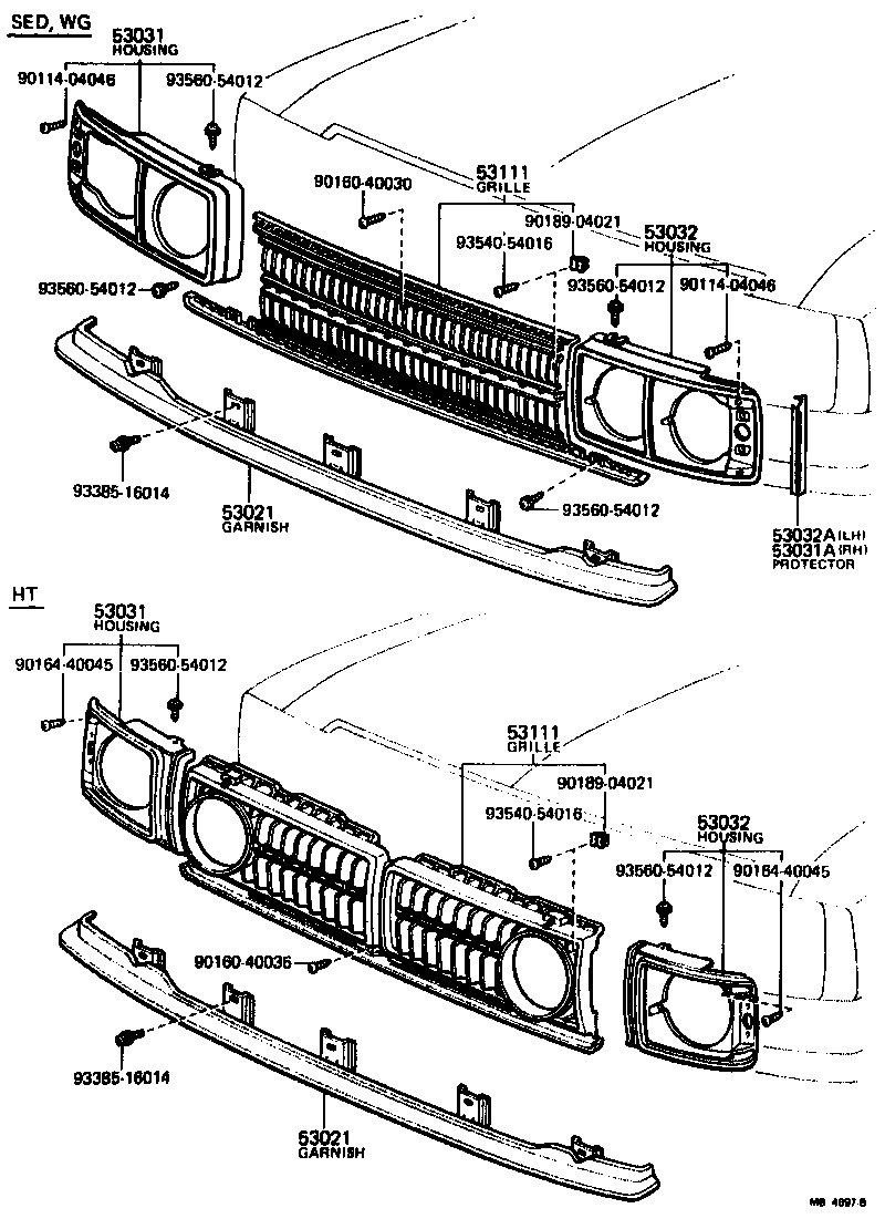 Toyota 53111-29105 GRILLE, RADIATOR