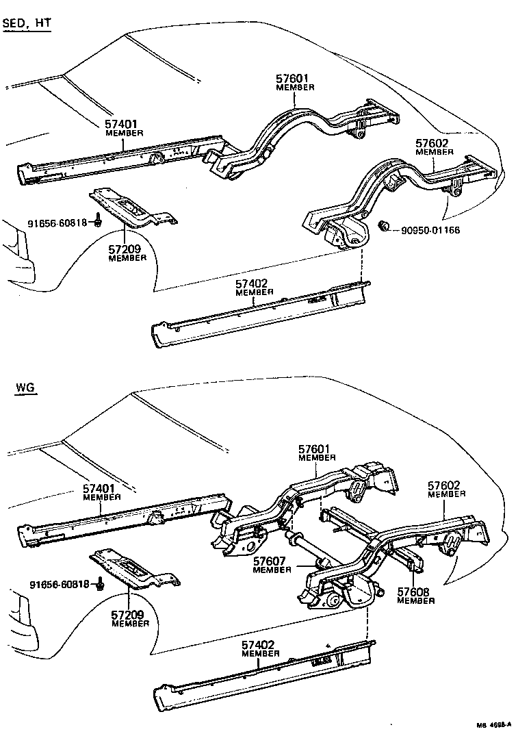 Toyota 57402-20060 MEMBER SUB-ASSY, MAIN FLOOR SIDE, LH