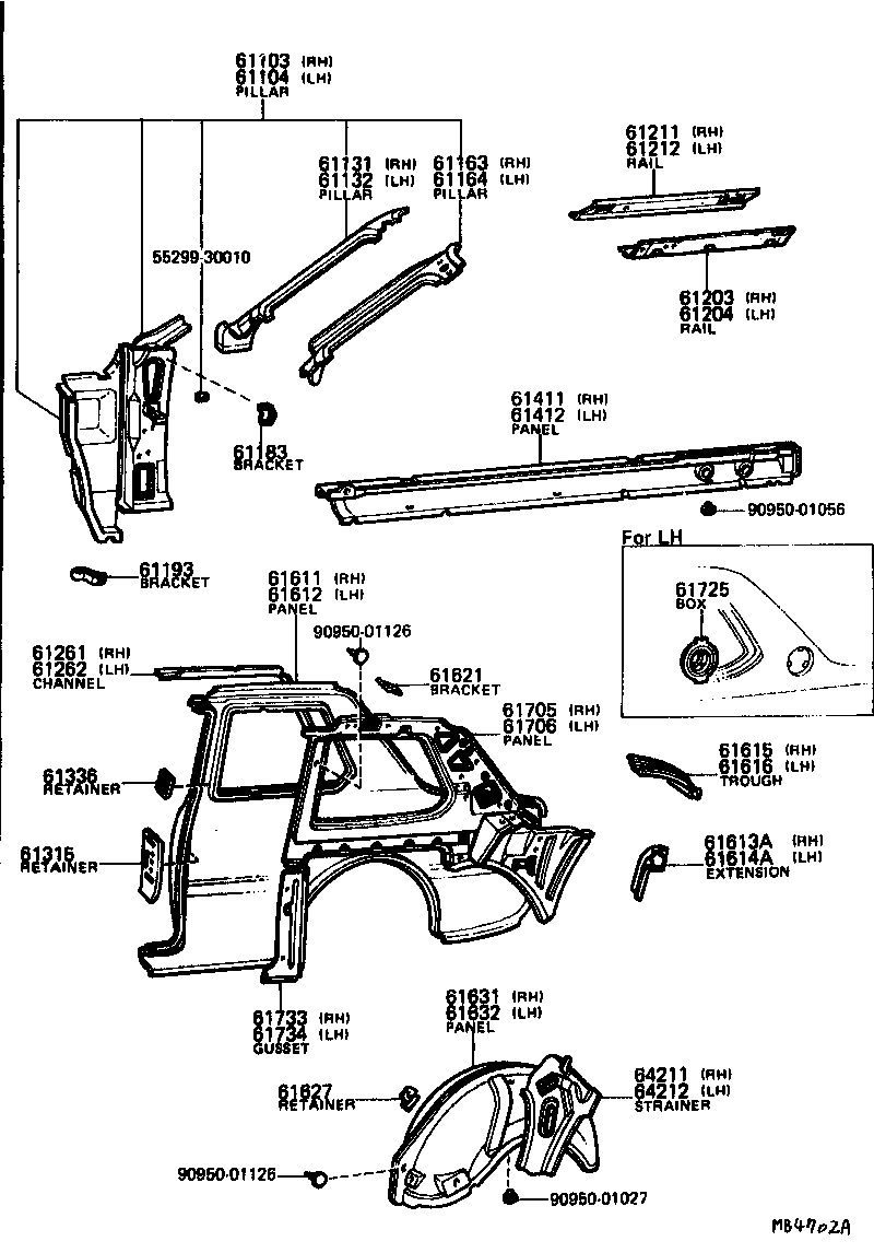 Toyota 61511-20070 PILLAR, QUARTER LOCK, RH