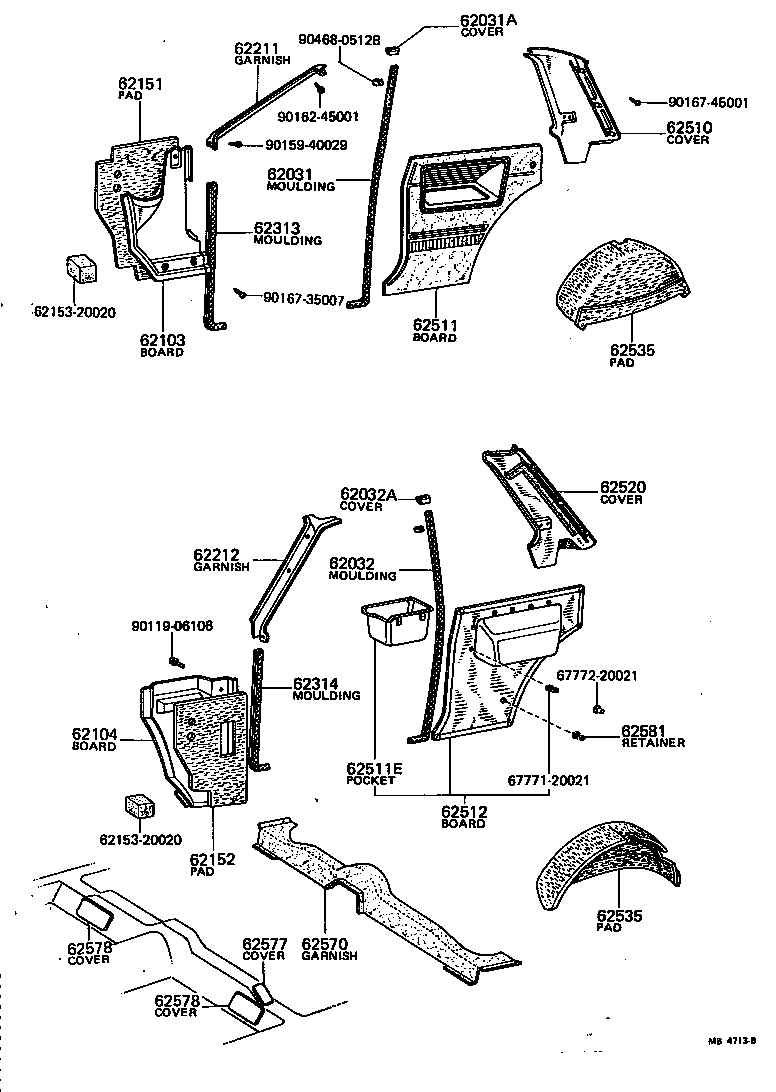 Toyota 62211-20070 GARNISH, FRONT PILLAR, RH