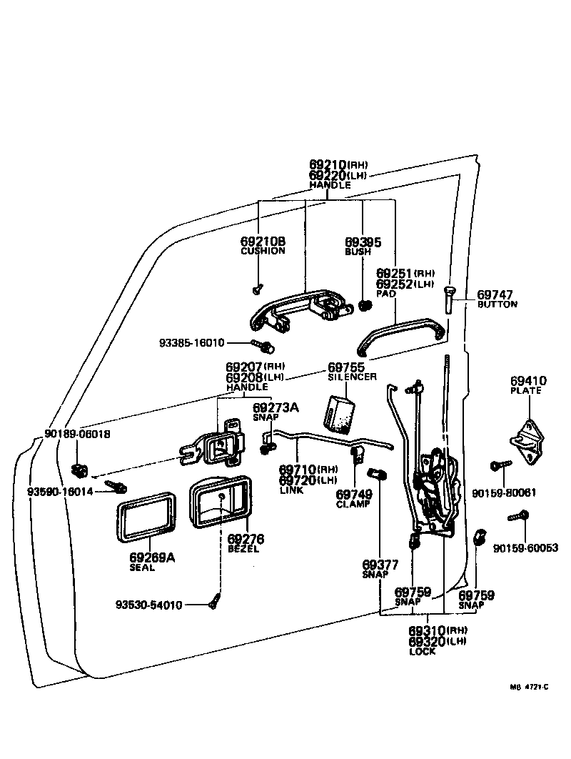 Toyota 69210-20050 HANDLE ASSY, FRONT DOOR, OUTSIDE RH