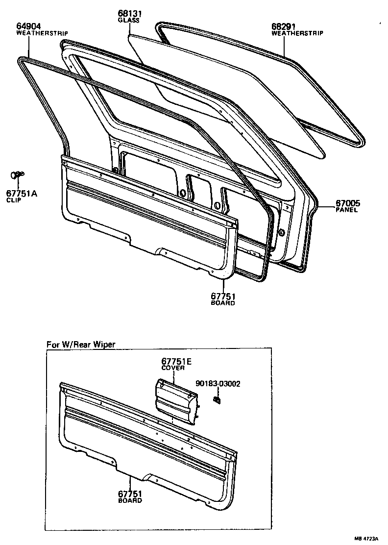 Toyota 67005-21180 PANEL SUB-ASSY, BACK DOOR