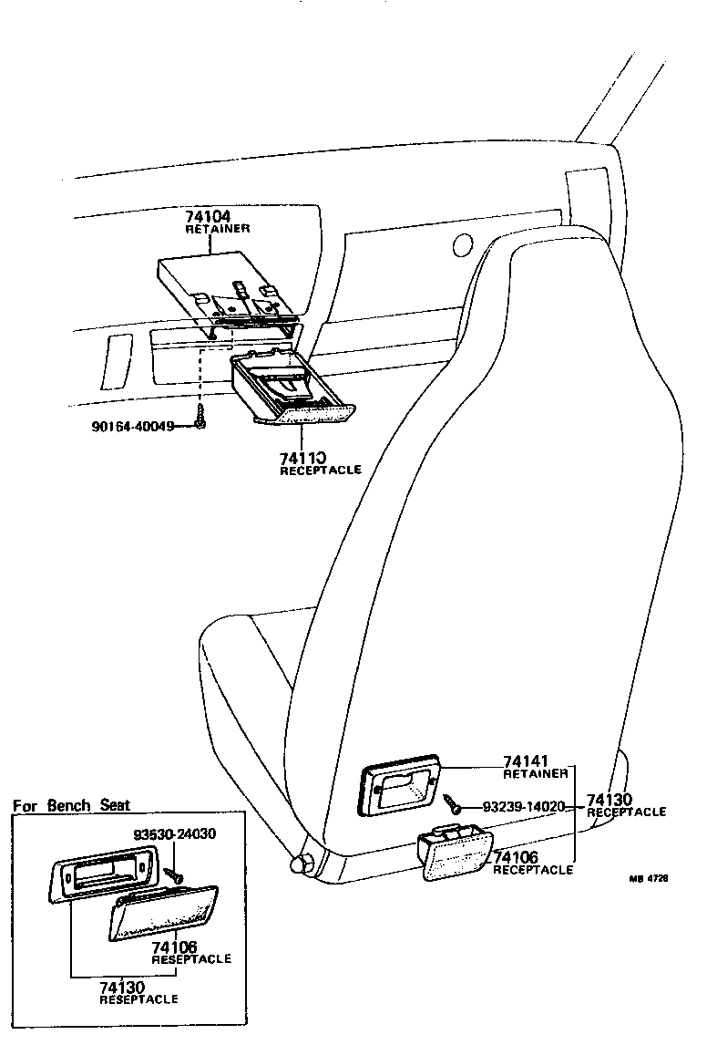 74130-10040-05 RECEPTACLE ASSY, REAR ASH product image