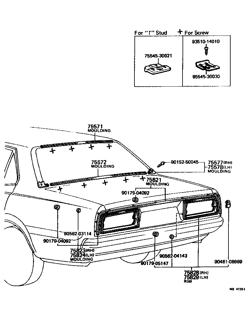 Toyota 75576-14020 JOINT, BACK WINDOW MOULDING, LOWER