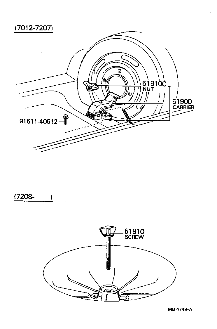 90175-08023 NUT, WING(FOR SPARE WHEEL CLAMP SCREW) product image