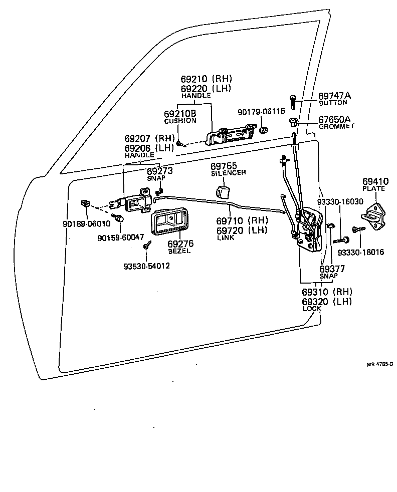 69320-89106 LOCK ASSY, FRONT DOOR, LH product image
