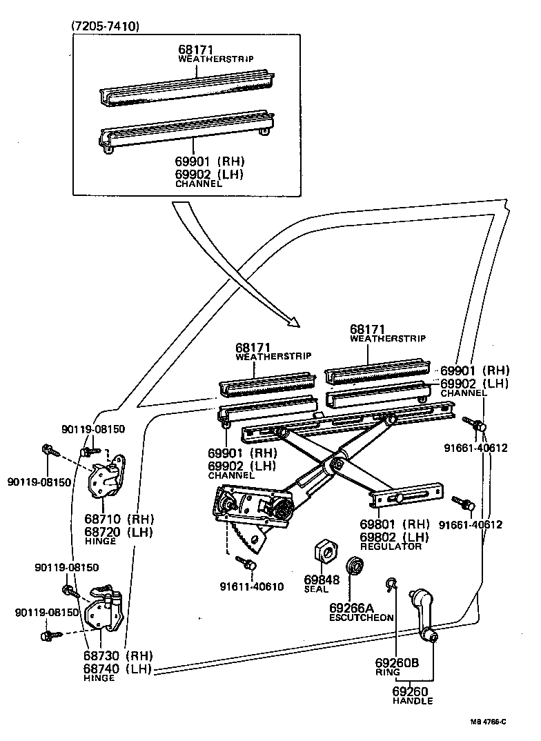 69802-89104 REGULATOR SUB-ASSY, FRONT DOOR WINDOW, LH product image