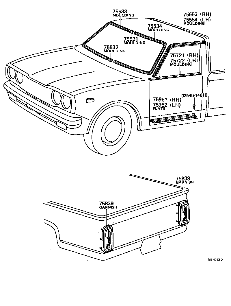 75838-89101 GARNISH, REAR COMBINATION LAMP, RH product image