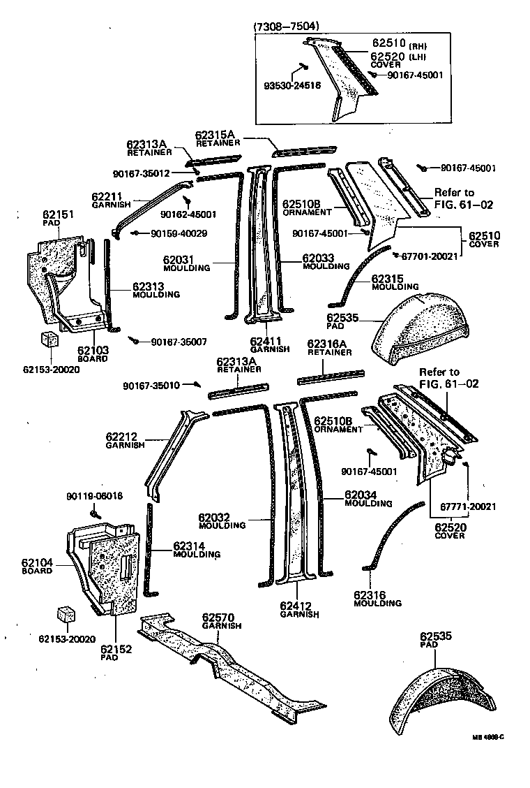 62312-20060 WEATHERSTRIP, ROOF SIDE RAIL, LH product image