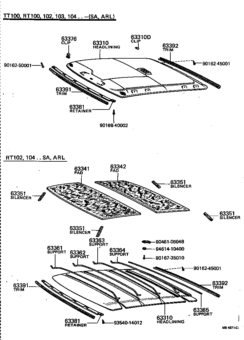 63310-20150 HEADLINING ASSY, ROOF product image