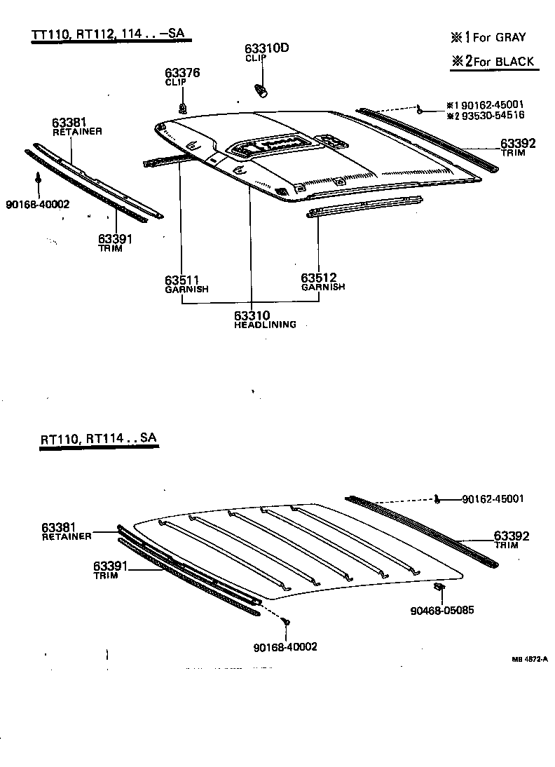 63310-20150 HEADLINING ASSY, ROOF product image