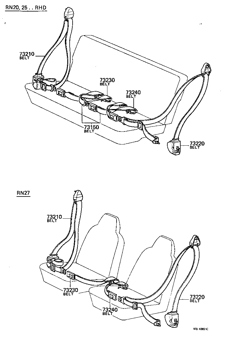 73210-89101 BELT ASSY, FRONT SEAT OUTER, RH product image