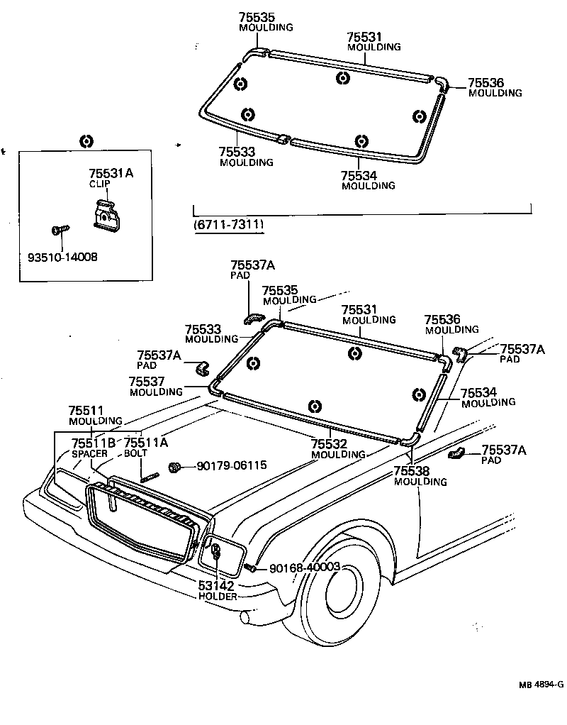 75541-91404 MOULDING, WINDSHIELD, OUTSIDE LH product image