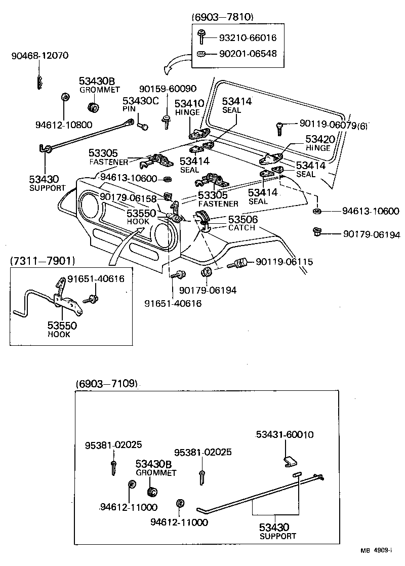 Toyota 53620-90352 CABLE ASSY, HOOD LOCK CONTROL