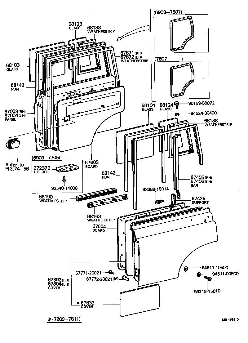 Toyota 67004-90352 PANEL SUB-ASSY, REAR DOOR, LH