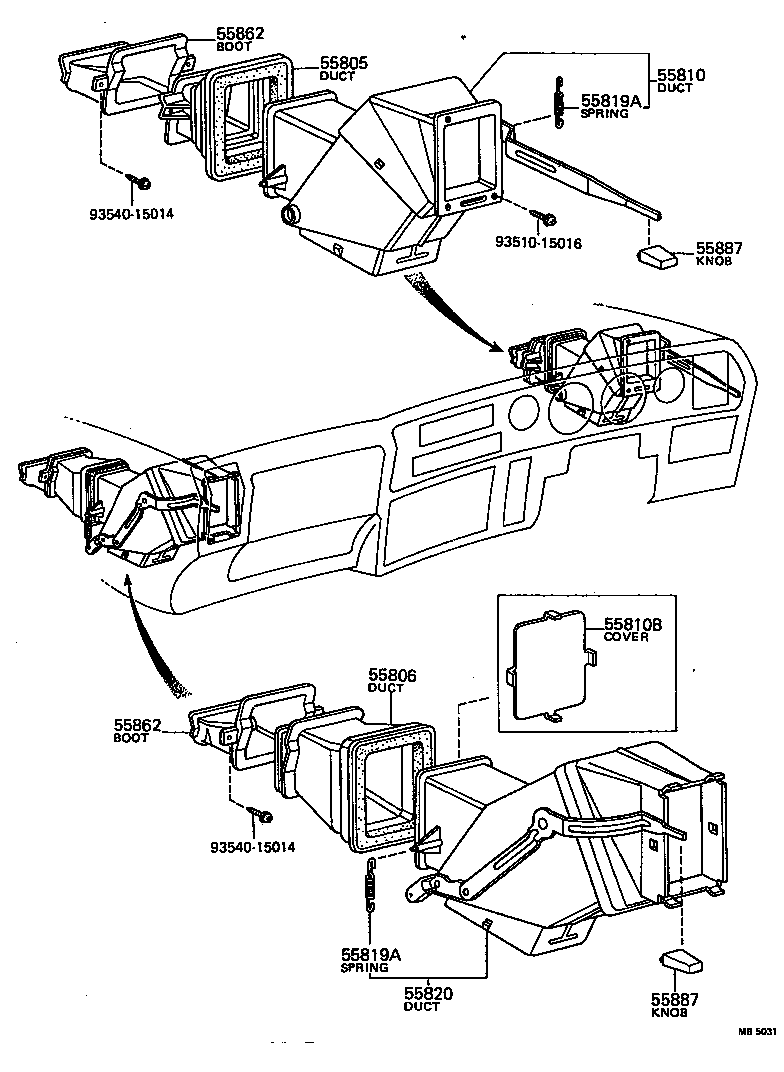55804-20030 DUCT SUB-ASSY, SIDE VENTILATOR, NO.2 LH product image