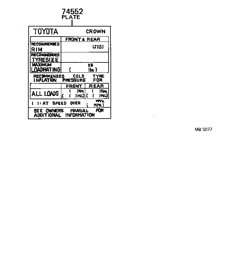 74552-30040 PLATE, SAFETY CAUTION product image