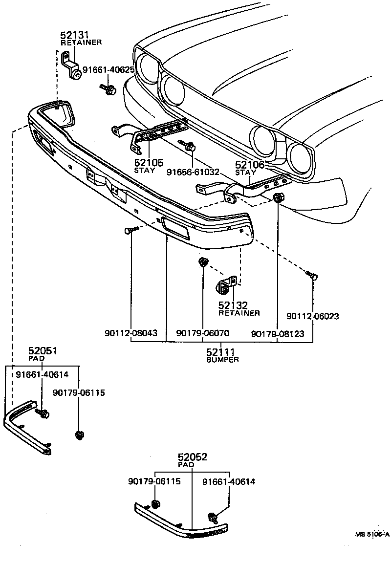 52052-19025 PAD SUB-ASSY, FRONT BUMPER, LH product image