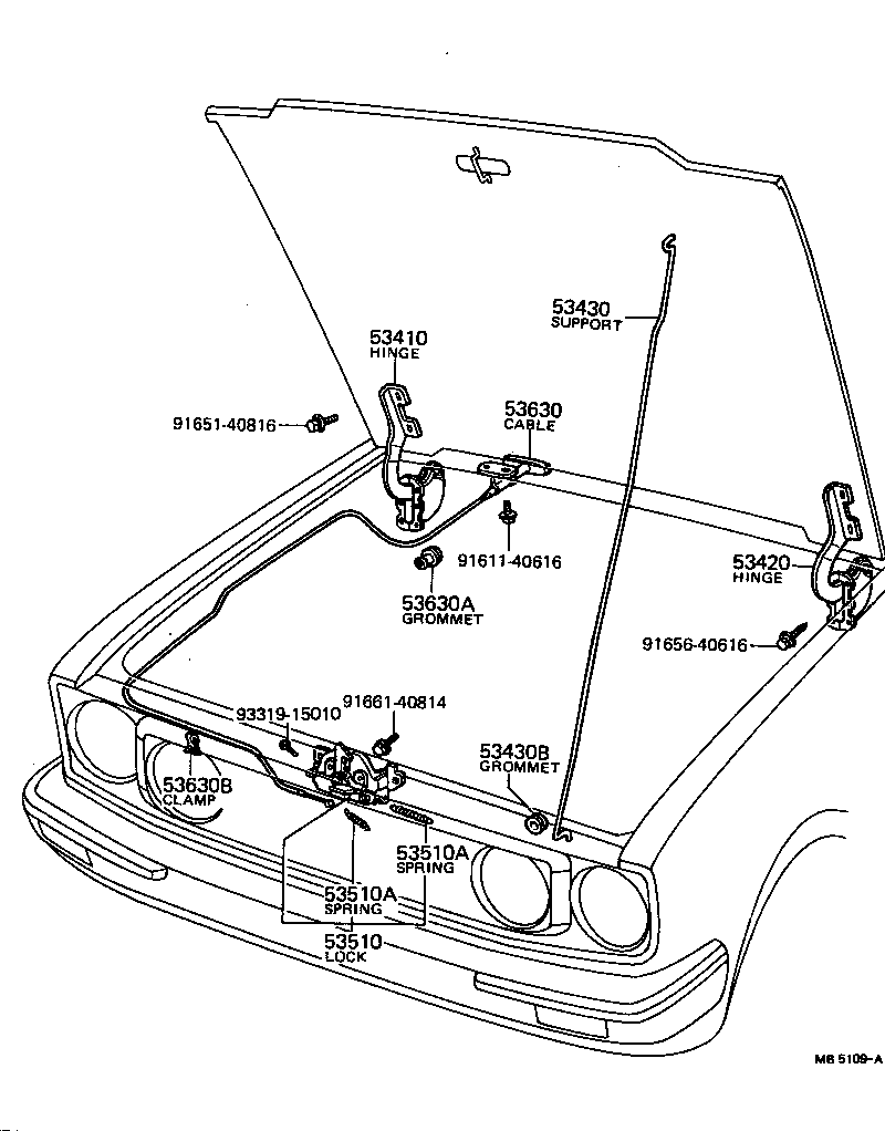 53550-19045 HOOK ASSY, HOOD AUXILIARY CATCH product image