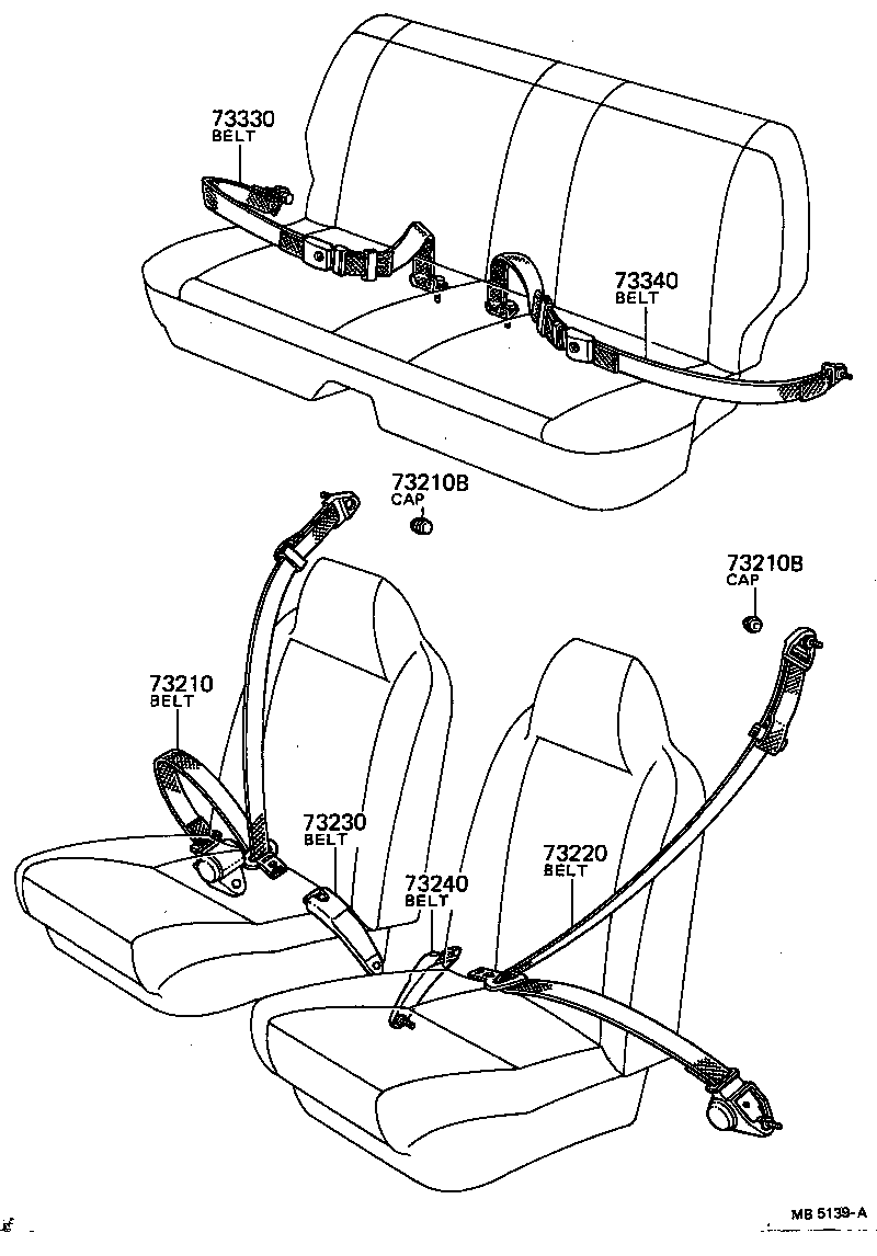 73230-14040 BELT ASSY, FRONT SEAT INNER, RH product image