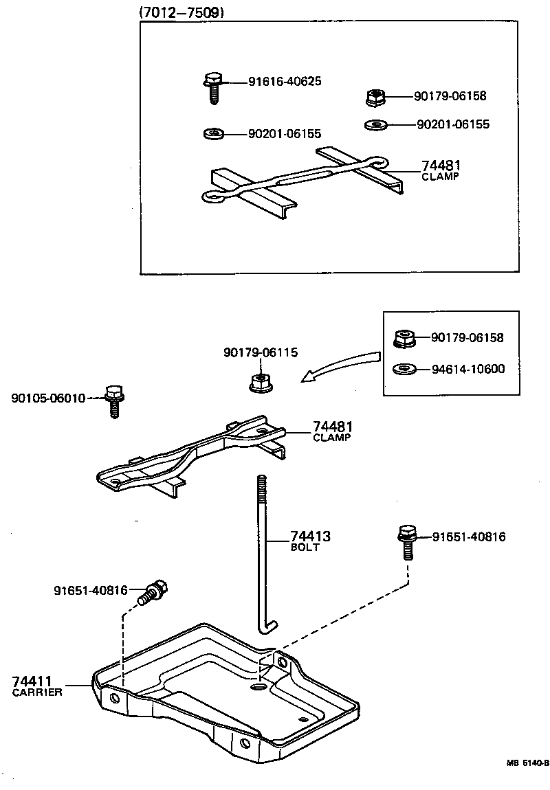 74404-14020 CLAMP, BATTERY HOLD DOWN product image