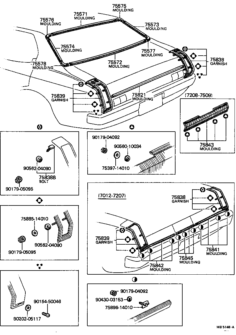 75571-14010 MOULDING, BACK WINDOW, OUTSIDE UPPER product image