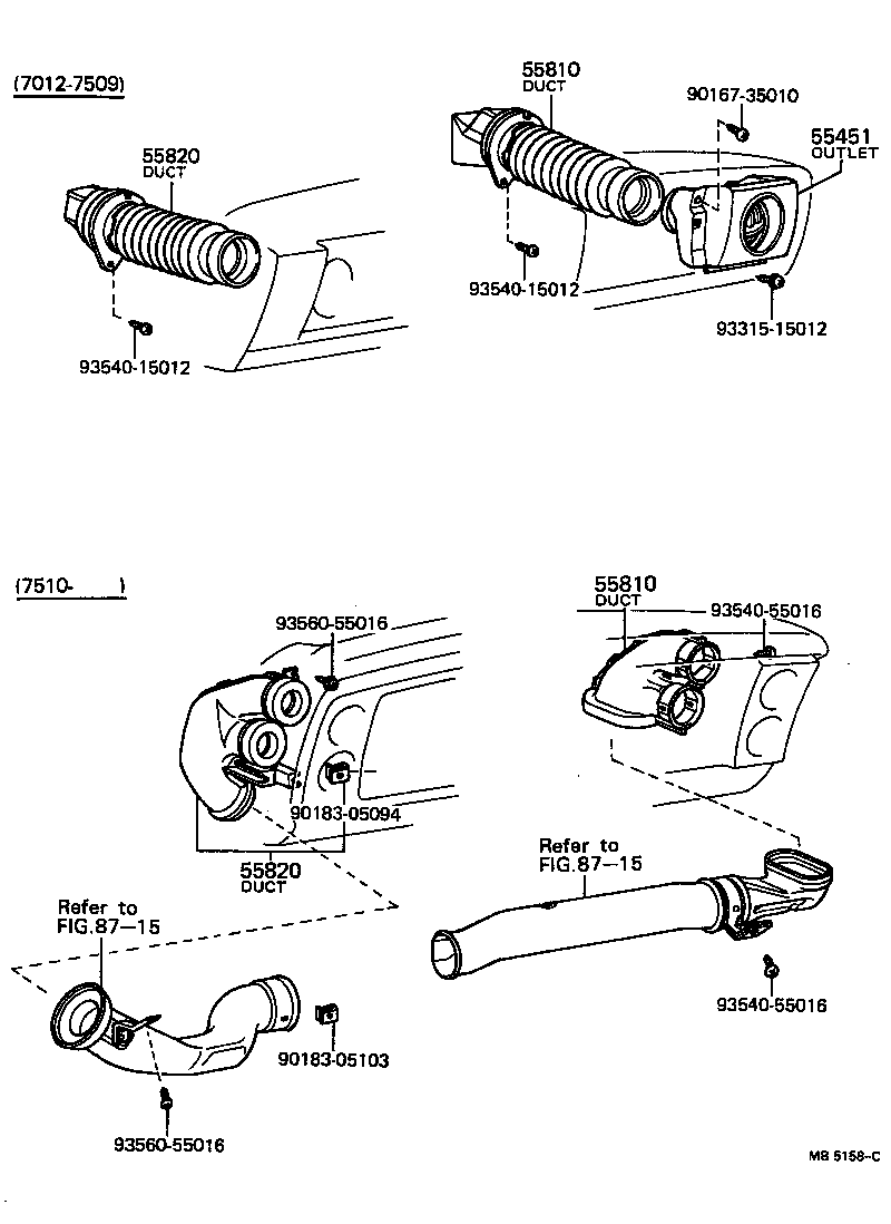 55084-14010 DUCT ASSY, SIDE VENTILATOR, RH product image