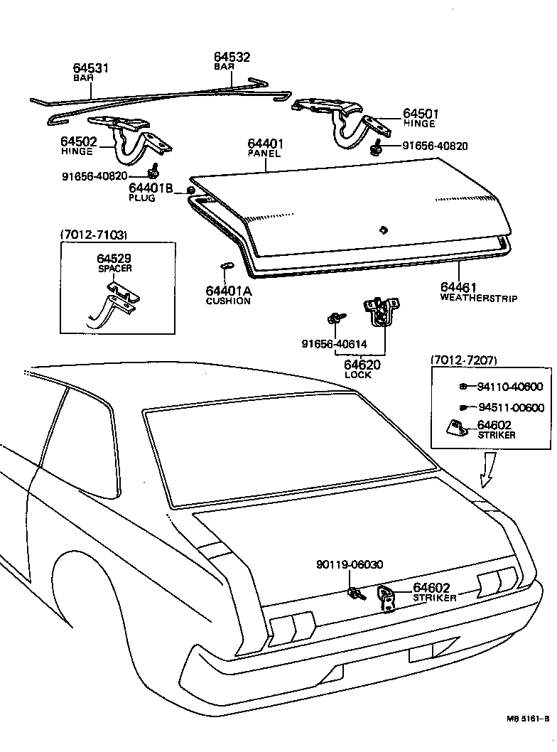 64532-14010 BAR, LUGGAGE DOOR HINGE TORSION, LH product image