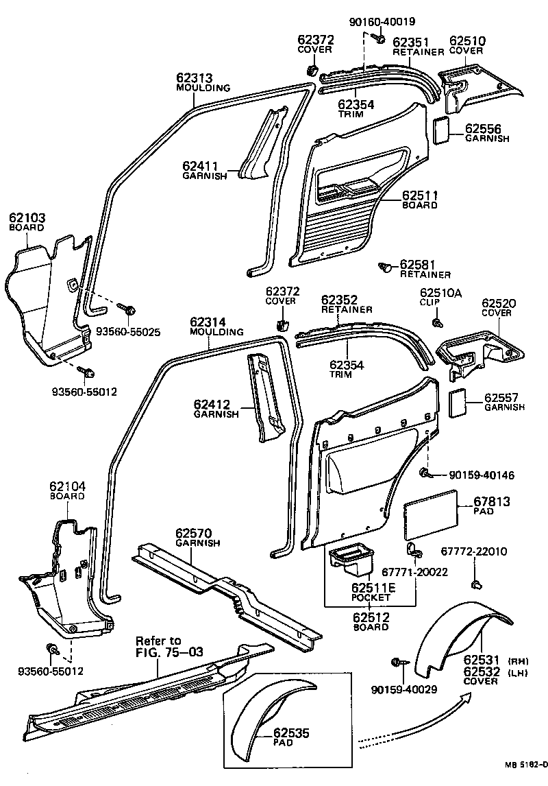 62359-14011 RETAINER, QUARTER WINDOW INSIDE TRIM, LH product image