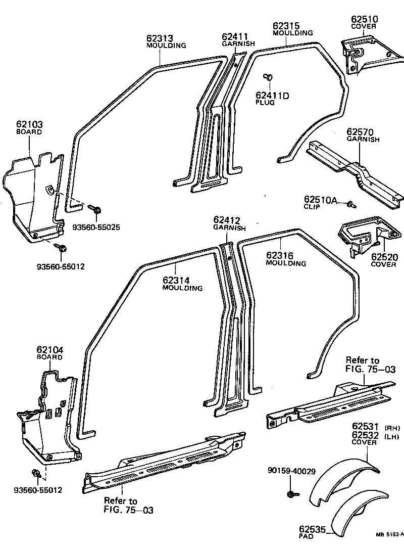 62359-14011 RETAINER, QUARTER WINDOW INSIDE TRIM, LH product image