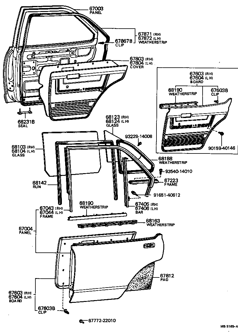 67405-14010 BAR SUB-ASSY, REAR DOOR WINDOW DIVISION, RH product image