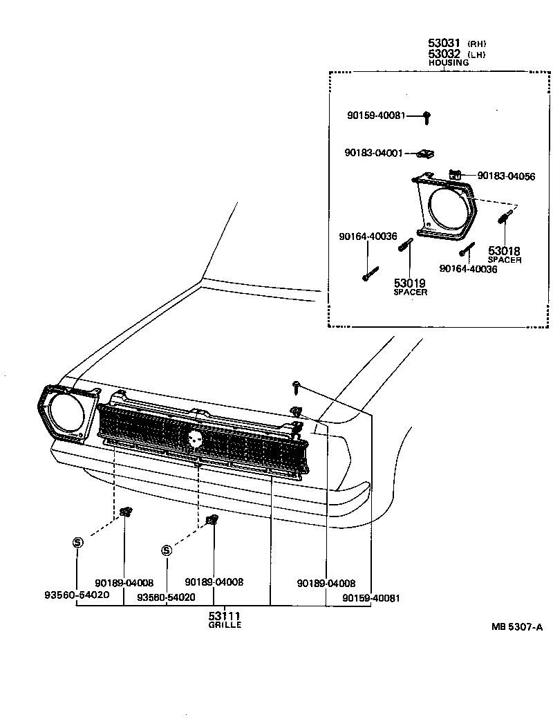 53102-19015 MOULDING, RADIATOR GRILLE, UPPER product image