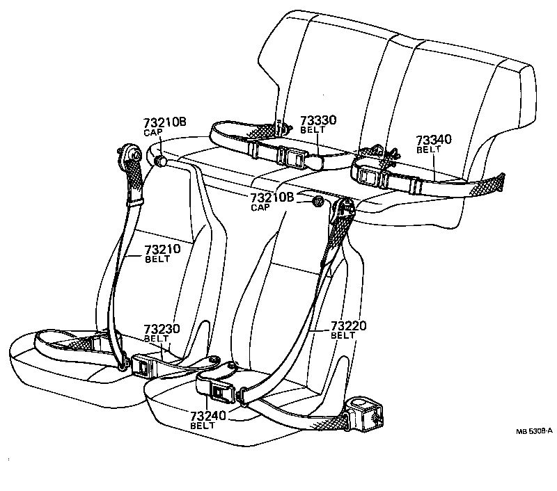 73210-10320 BELT ASSY, FRONT SEAT OUTER, RH product image