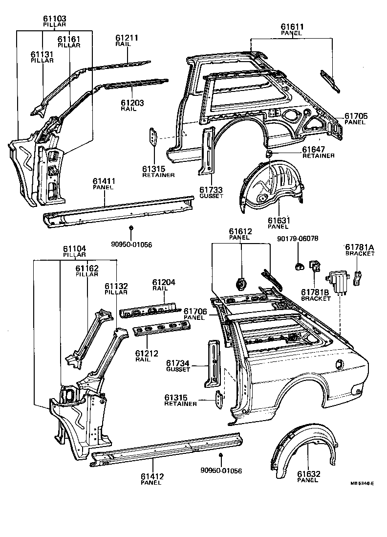 61341-13010 PILLAR, CENTER BODY, INNER UPPER RH product image