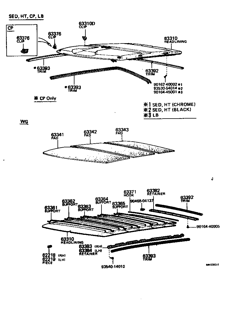 Toyota 63354-12010 PAD, ROOF SILENCER, NO.5