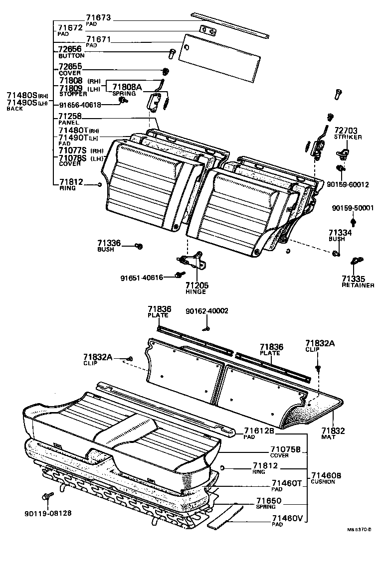 71663-12060 PAD, REAR SEAT BACK SILENCER, A product image