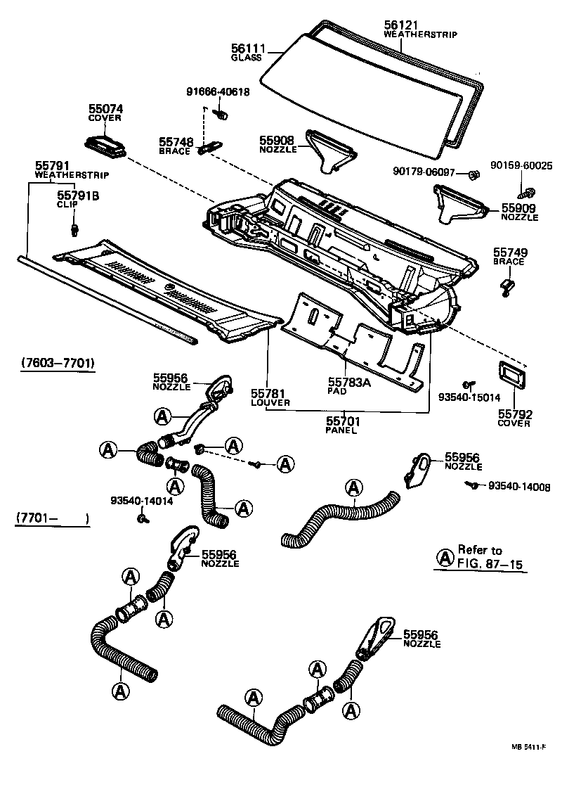 53383-12010 WEATHERSTRIP, HOOD TO COWL TOP product image