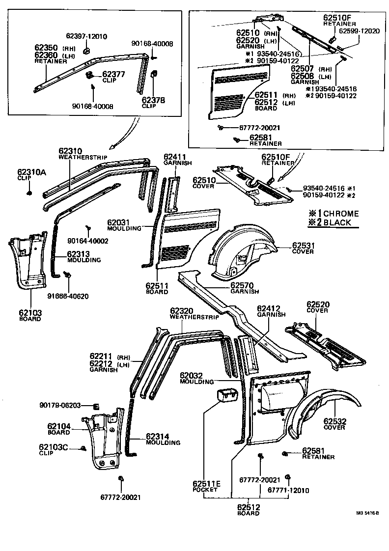 62390-12010 RETAINER ASSY, ROOF SIDE RAIL WEATHERSTRIP, LH product image
