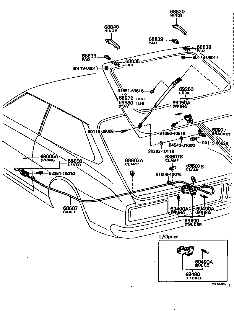 Toyota 68802-13060 HINGE ASSY, BACK DOOR, LH