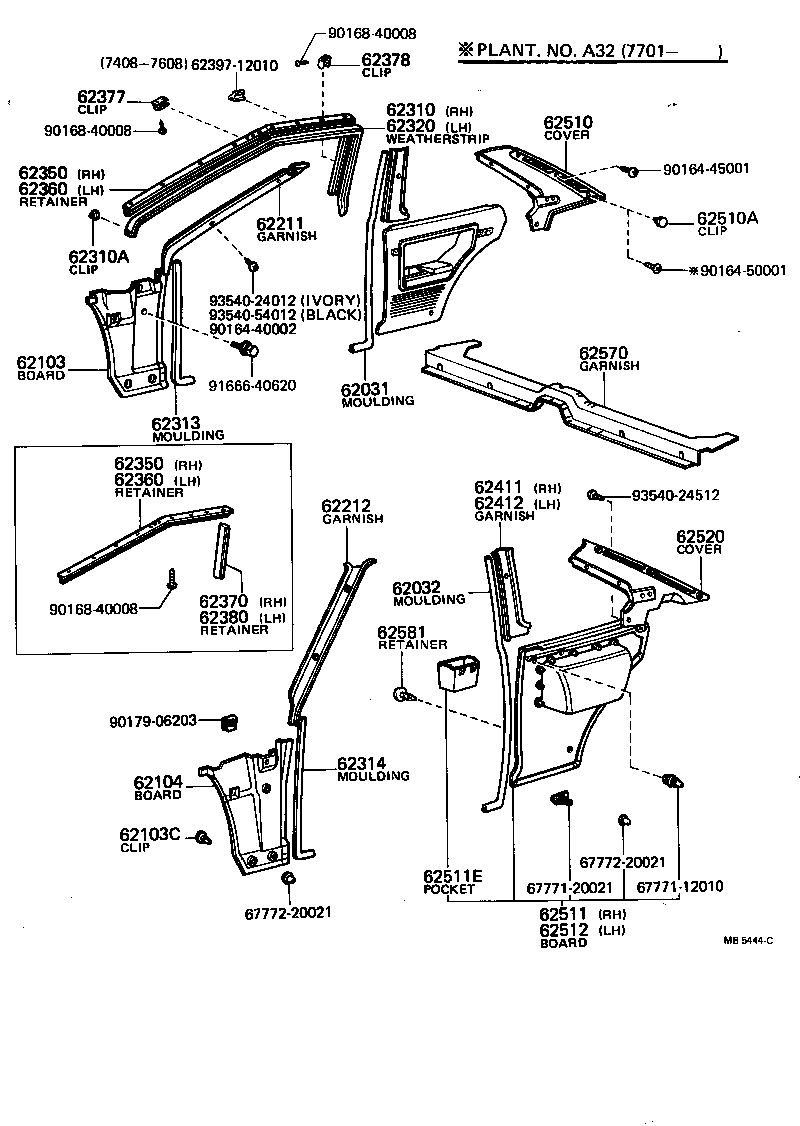 62390-12010 RETAINER ASSY, ROOF SIDE RAIL WEATHERSTRIP, LH product image
