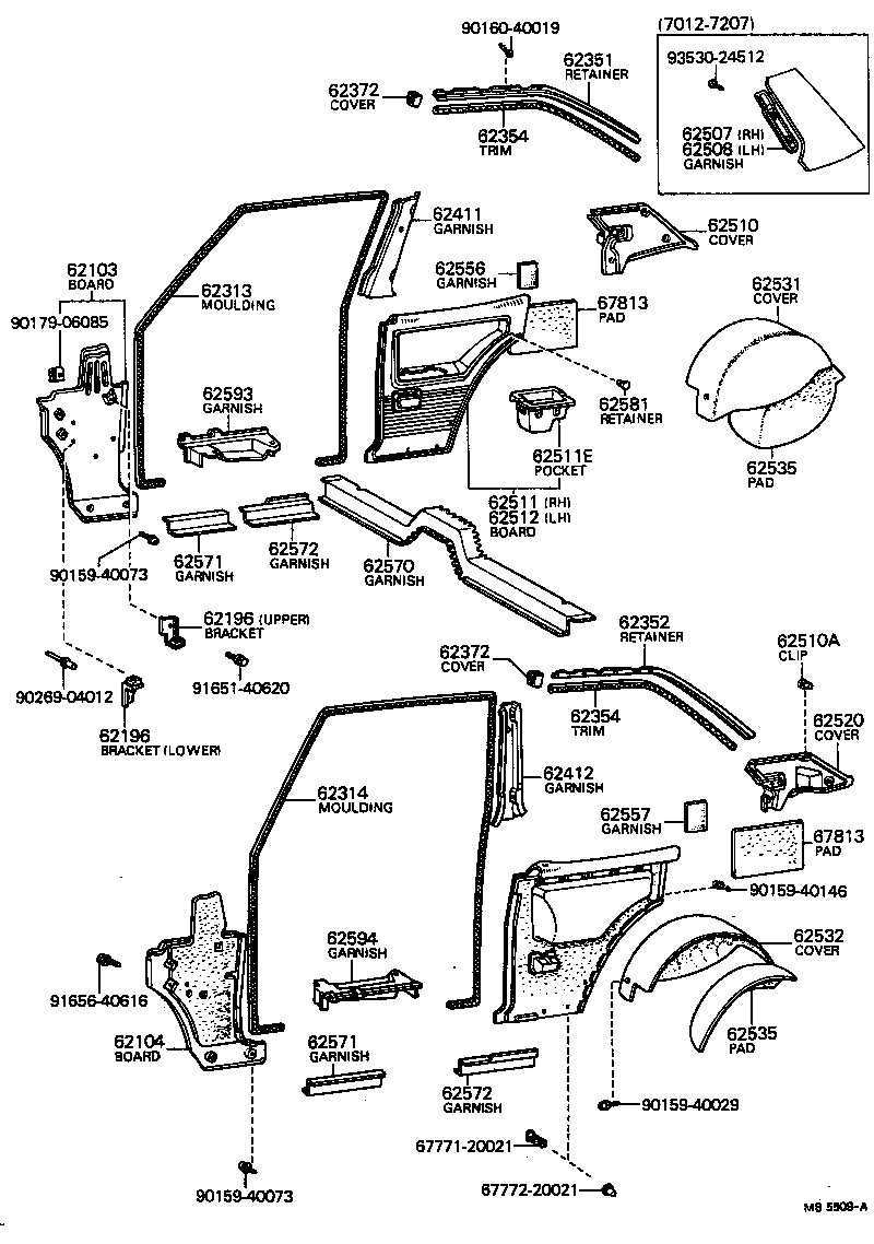 62359-14011 RETAINER, QUARTER WINDOW INSIDE TRIM, LH product image