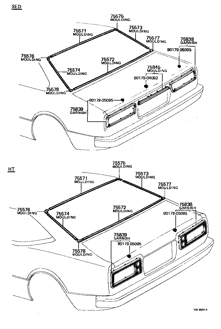 68293-13030 MOULDING, BACK WINDOW, OUTSIDE UPPER product image