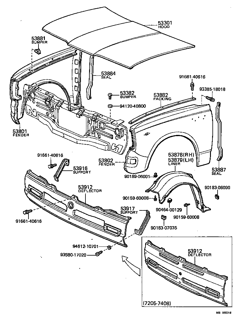 53382-89101 BUMPER, HOOD, FRONT product image