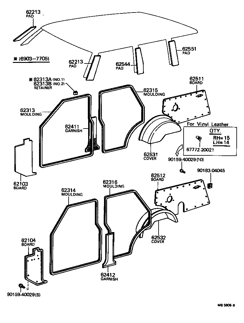 63333-90352 PAD, FRONT PILLAR GARNISH product image