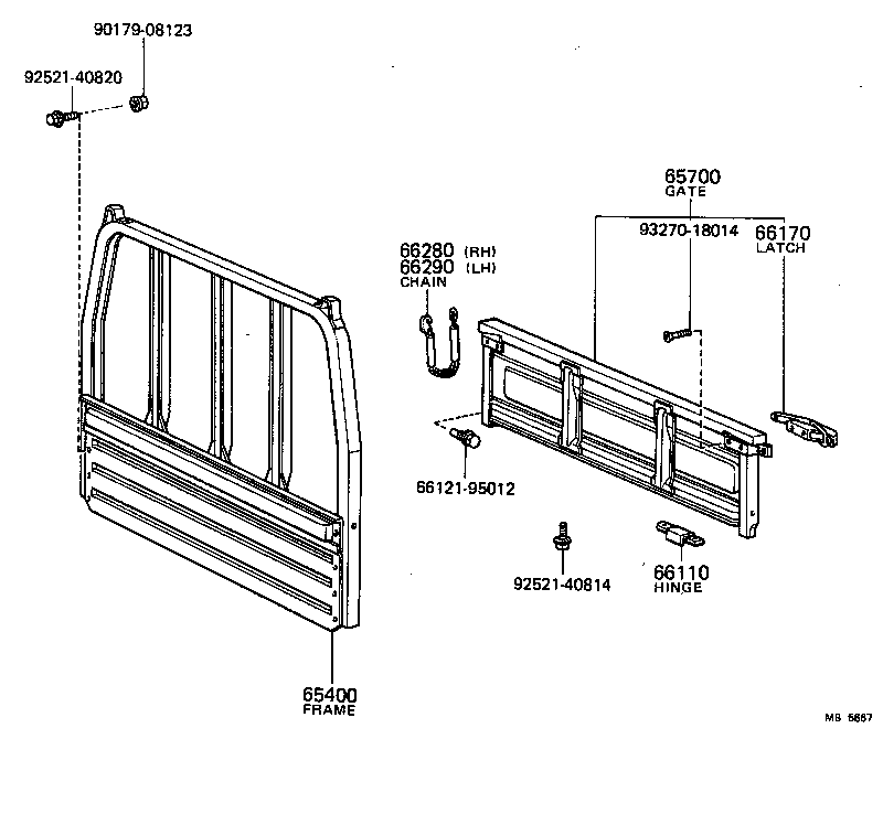 65700-92582 GATE ASSY, REAR BODY TAIL product image