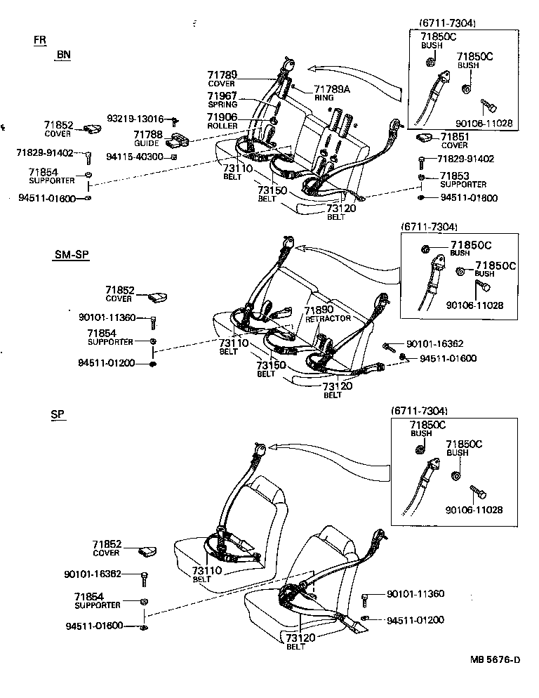 71830-91402-03 BELT ASSY, FRONT SEAT LAP TYPE, CENTER product image