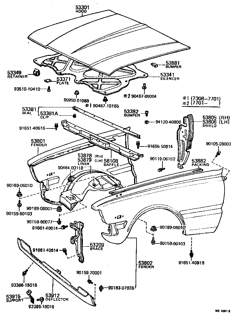 Toyota 53875-20010 LINER, FRONT FENDER, RH